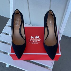 Coach Black Signature Fabric Pointed Toe Heels